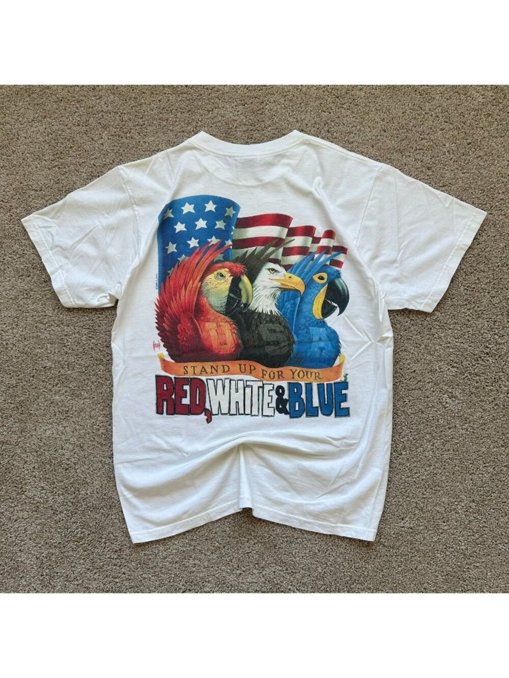 Vintage Y2K Caribbean Soul USA Flag T-Shirt White L Patriotic Margaritaville
